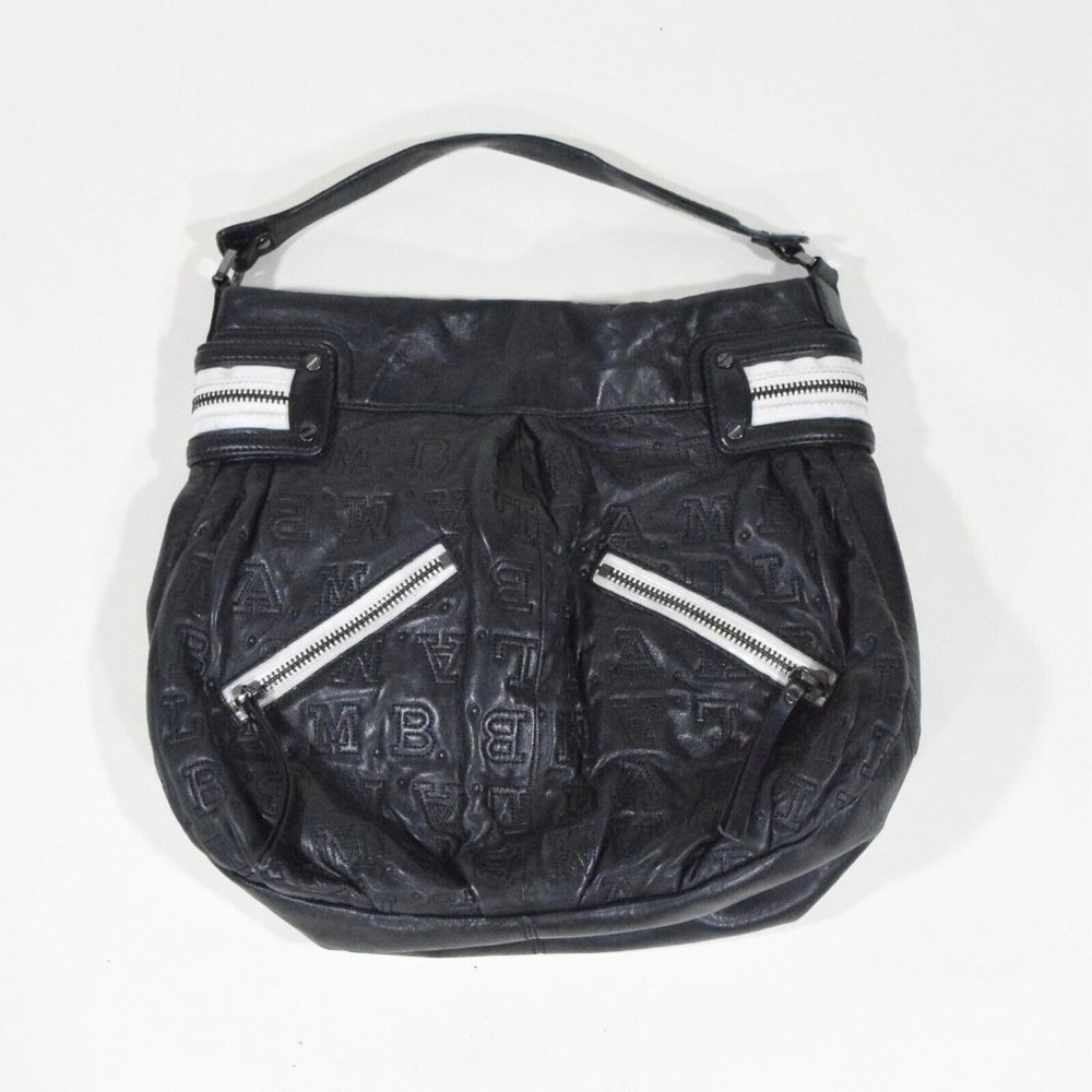 L.A.M.B. Black Embroidered Leather Hobo Bag